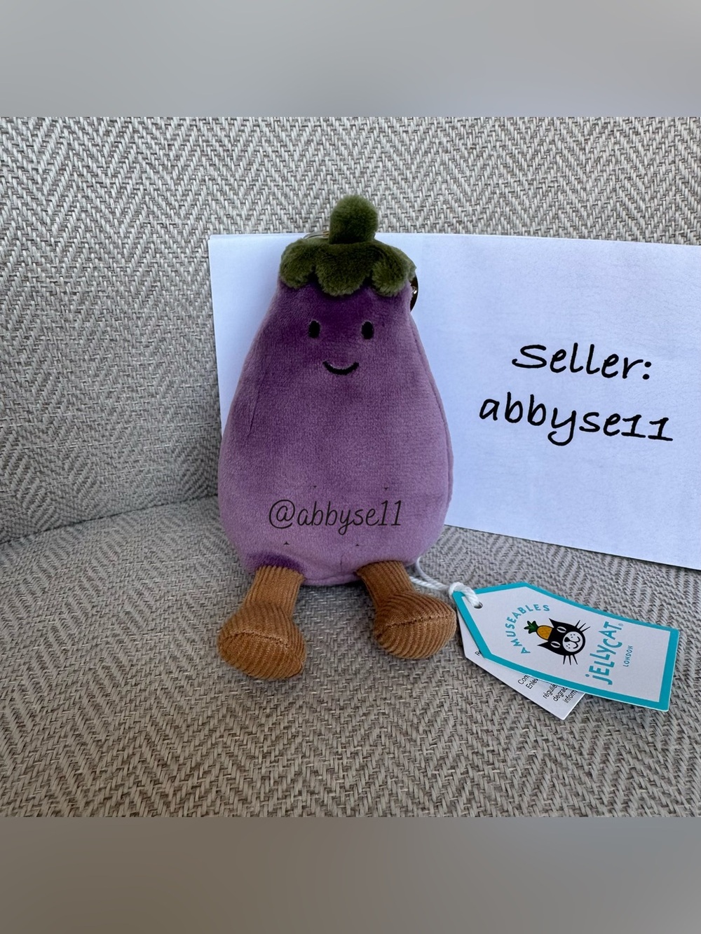 Jellycat Amuseables Eggplant Bag Charm - Authentic - BNWT - Fast Ship